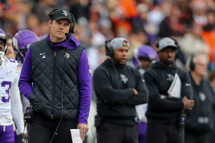 Dec 16, 2023; Cincinnati, Ohio, USA; Minnesota Vikings head coach Kevin O'Connell during the second half against the Cincinnati Bengals at Paycor Stadium.
